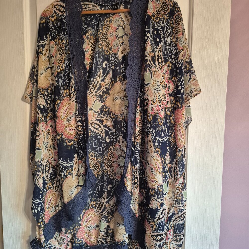 Semi-Sheer Cover Up with Lace Edging